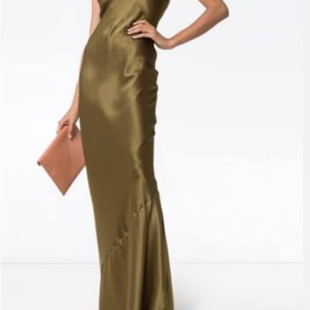 Nili Lotan silk cami maxi olive dress
